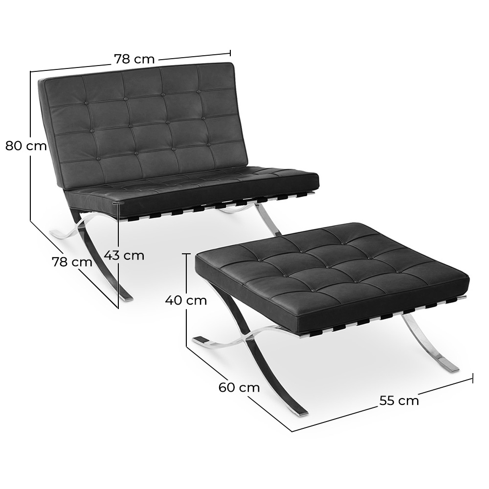 Design Fauteuil met Voetsteun - Bekleed in Leder - Town image 10