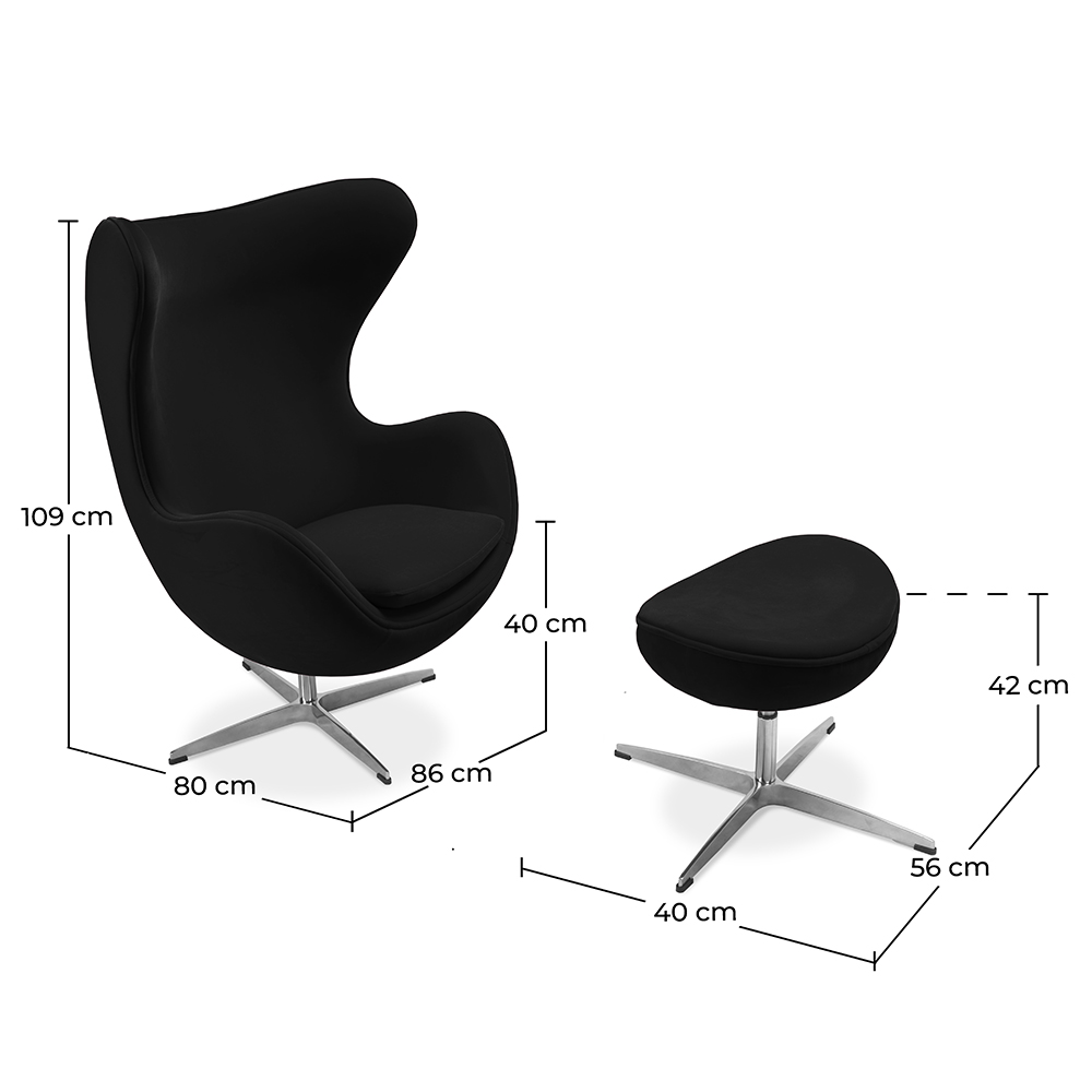 Egg Design fauteuil met voetenbankje - Stoffen bekleding - Brave image 10