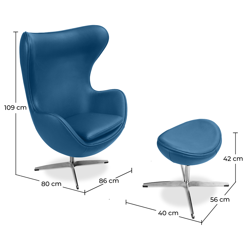 Fauteuil met voetenbankje - Ei-design - Gestoffeerd in kunstleer - Brave image 10