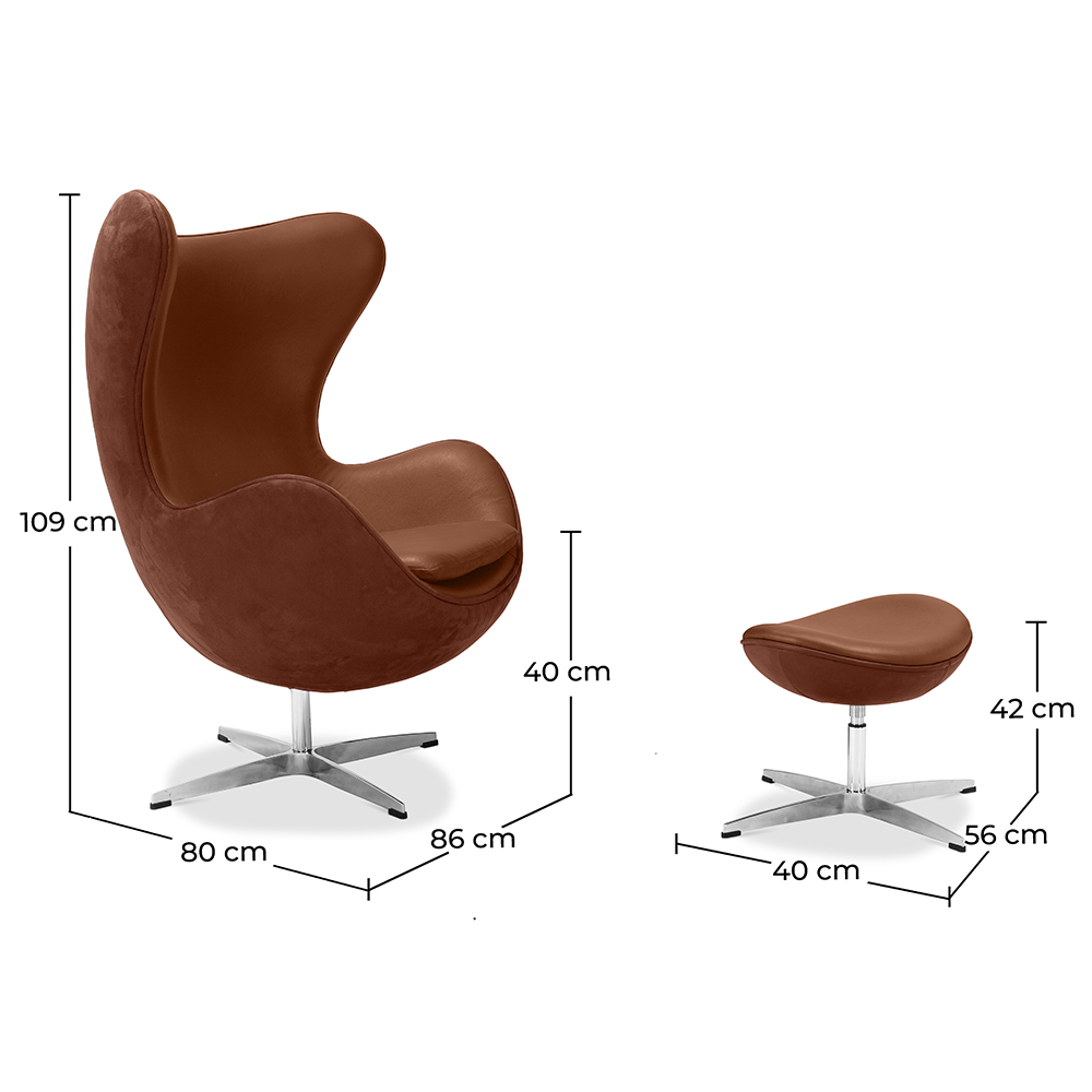 Design fauteuil met voetensteun - Egg Design - Gestoffeerd in leer - Brave image 10