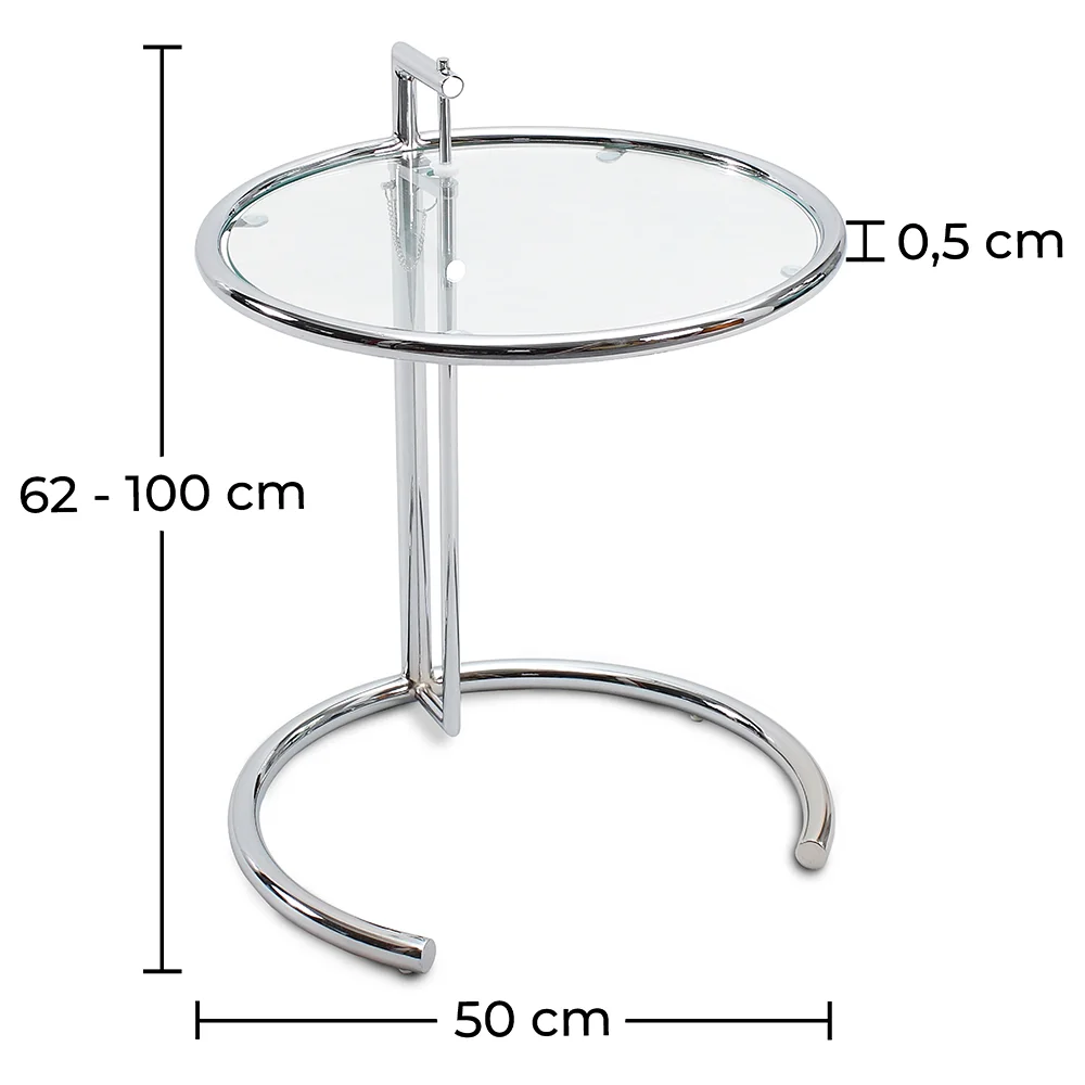 Ronde verstelbare bijzettafel - glas & staal - Lake image 10
