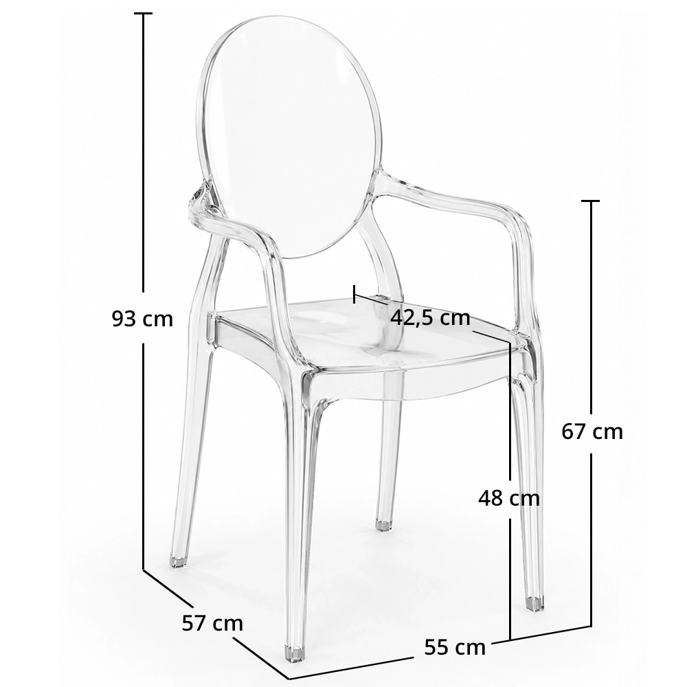 Set van 4 eetkamerstoelen - Transparant - Design met armleuningen - Louis XIV image 10