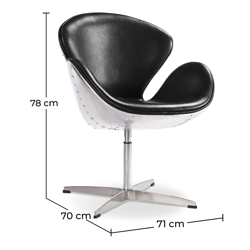 Fauteuil met armleggers - Aviator Stijl - Bekleed in Leder - Via image 10