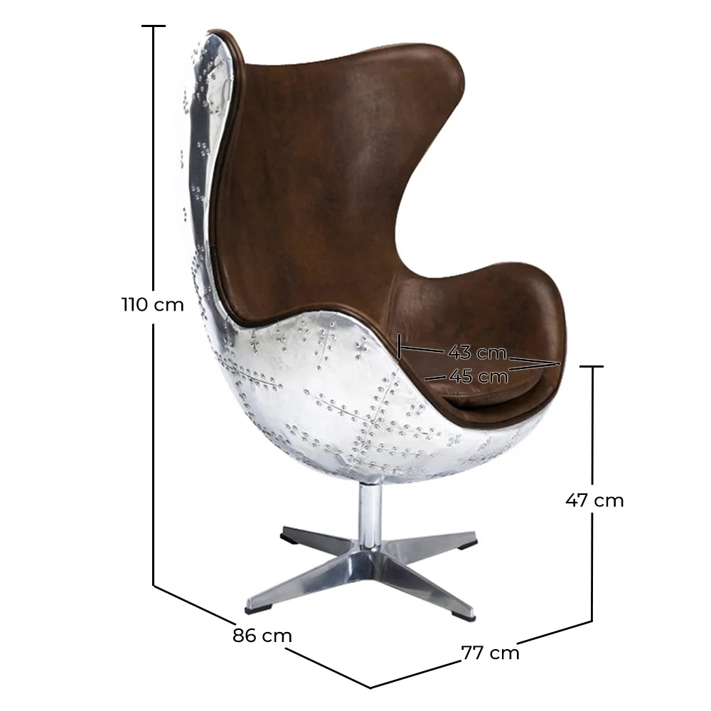 Fauteuil met Armleggers - Aviator Stijl - Leder en Metaal - Cocoon image 10