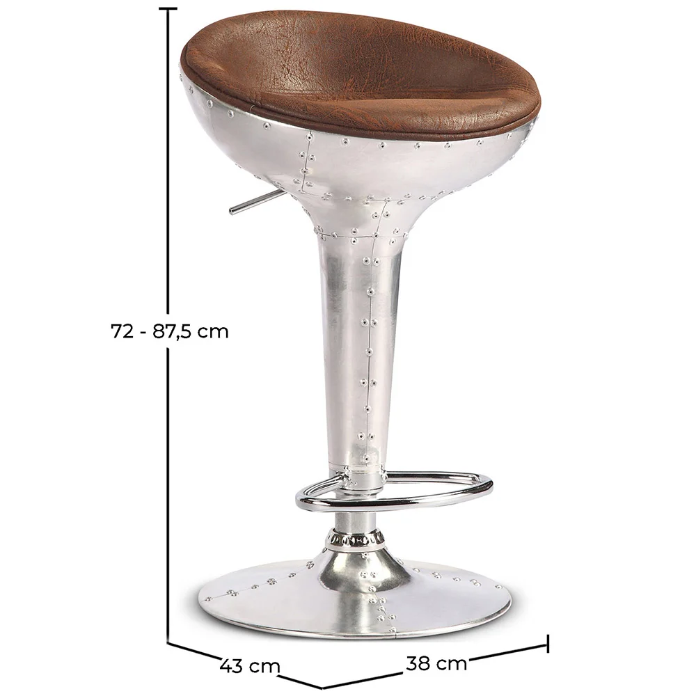 Ronde Metalen Kruk - Aviator Stijl - 70cm - Aviator image 10