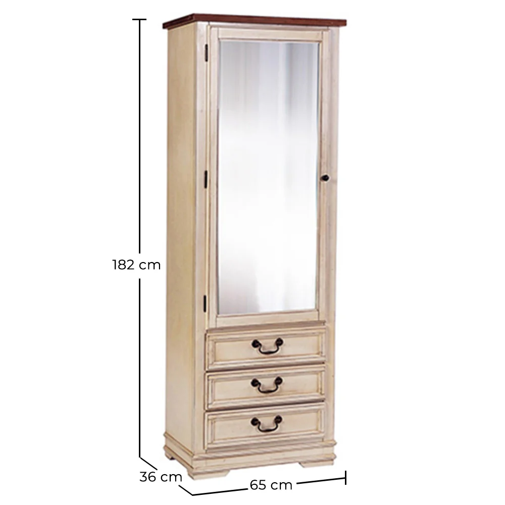 Country Chic Spiegel Kledingkast - Gewaxed Hout image 10