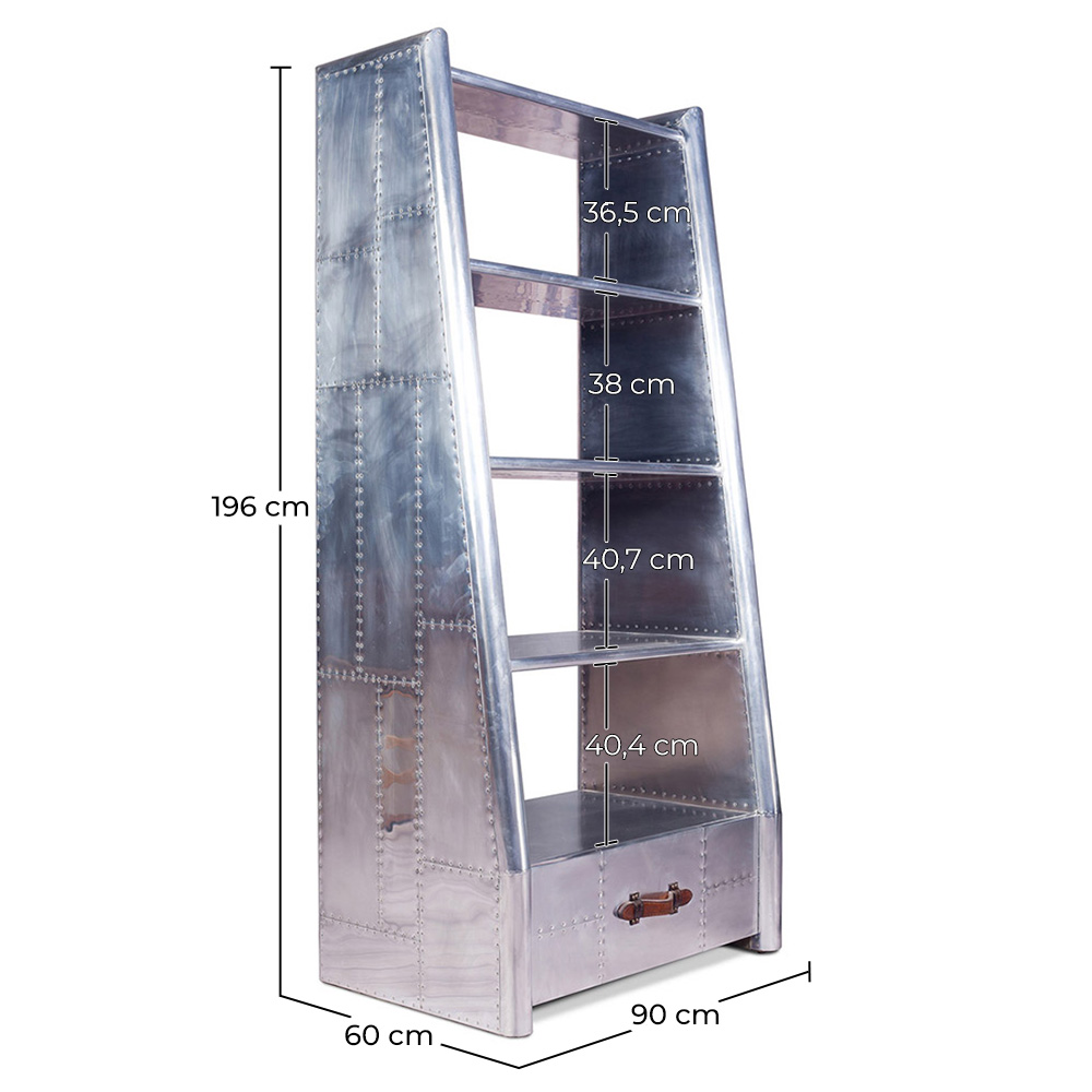 Metalen boekenkast met lade - Aviator Stijl - 4 planken - Zlan image 10