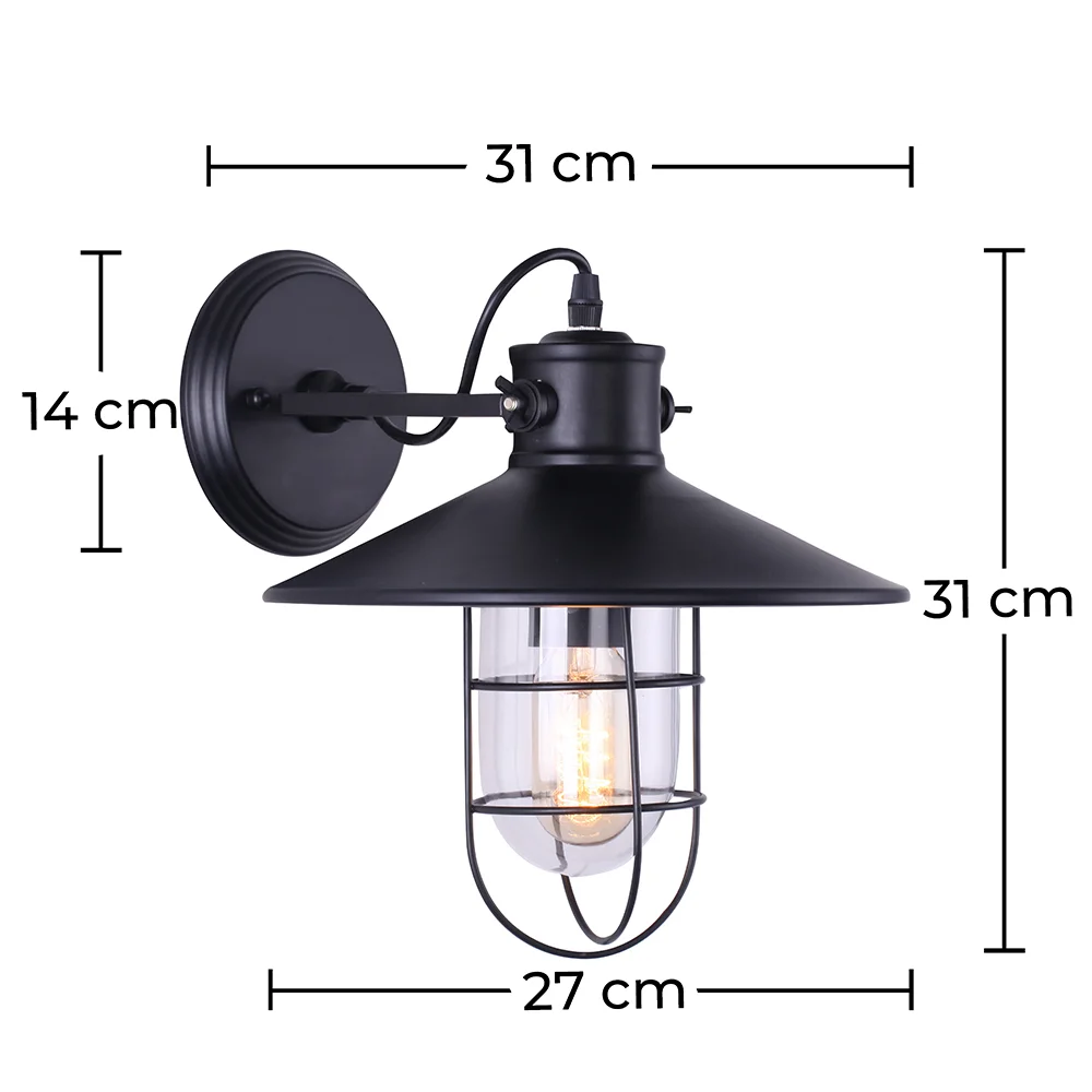 Zwarte Wandlamp - Vintage Design - Garn image 10