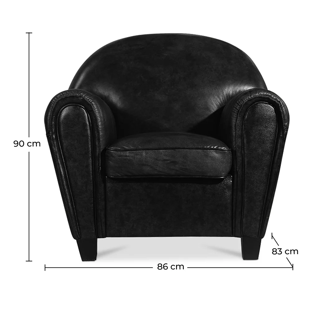Fauteuil met armleggers - Gestoffeerd in leer - Club image 10