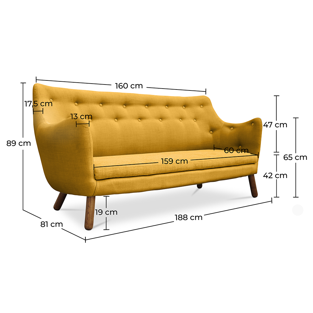 Linnen Gestoffeerde Sofa - Scandinavische Stijl - 3 zits - Poetes image 10