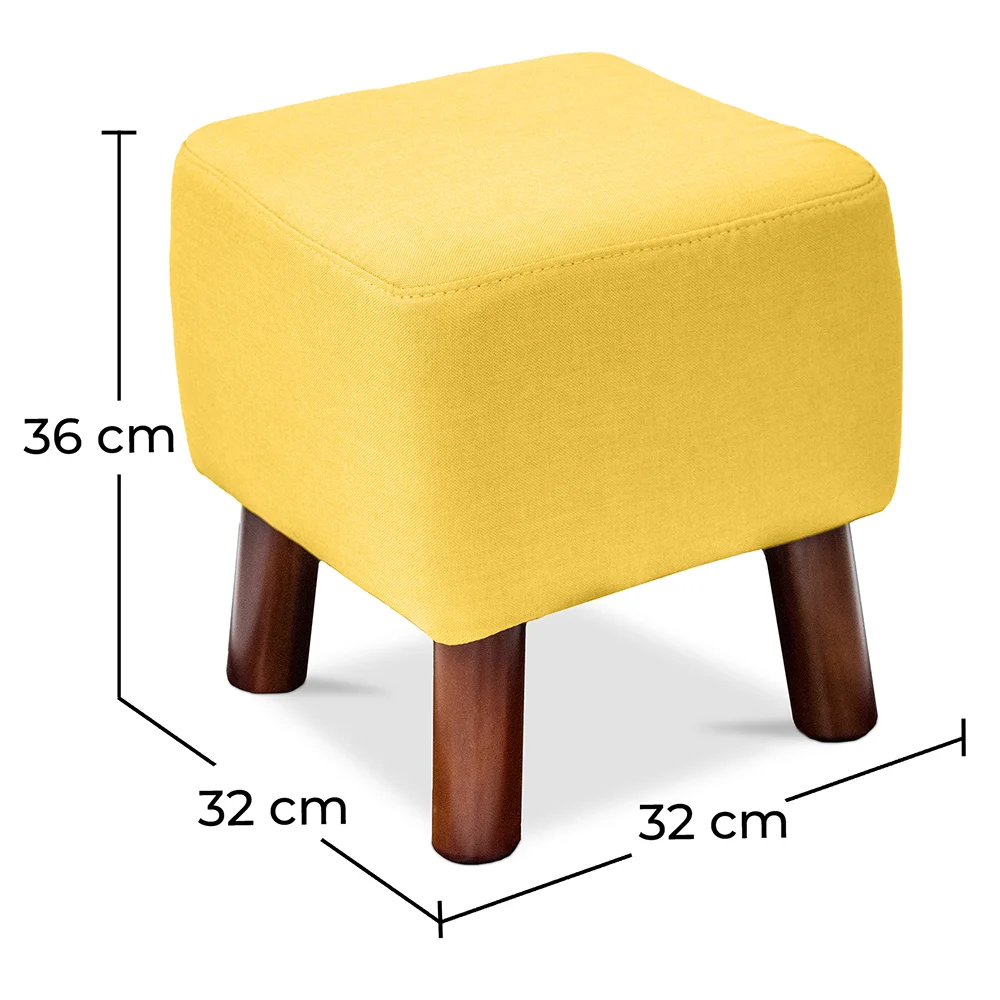 Vierkante poef - Linnen Bekleed - Hout - Nor image 10