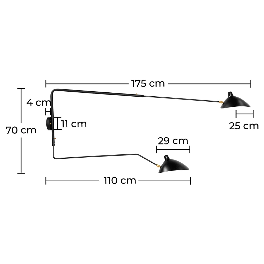 Flexo Lamp - Wandlamp - 2 armen zwart - George image 10