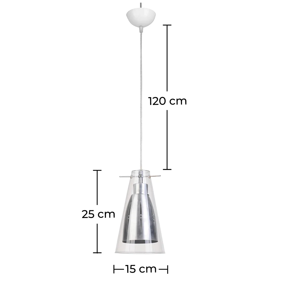 Plafondlamp - Hanglamp - Staal en Glas - Apollo image 10