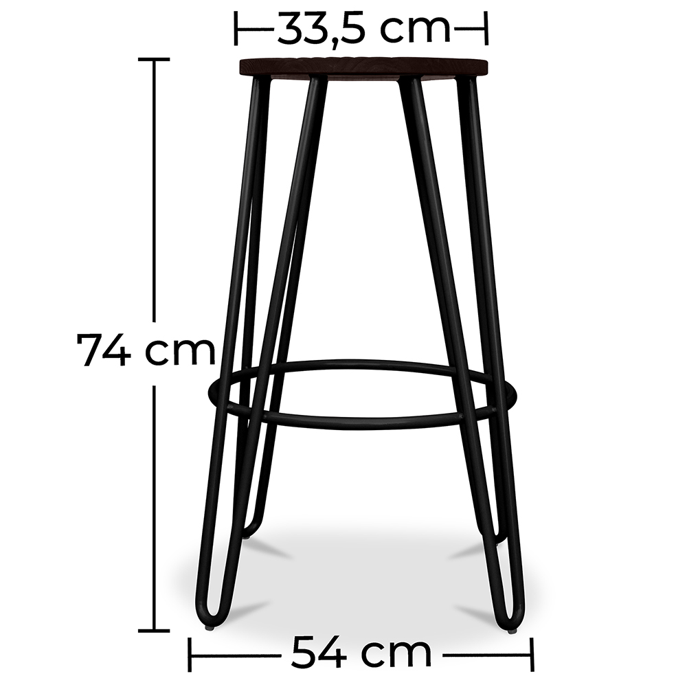 Ronde Kruk - Industrieel Ontwerp - Hout & Metaal - 74cm - Haarspeld image 10