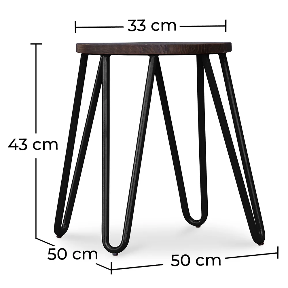 Barkruk Rond - Industrieel Ontwerp - Staal & Hout - 43cm - Hairpin image 10