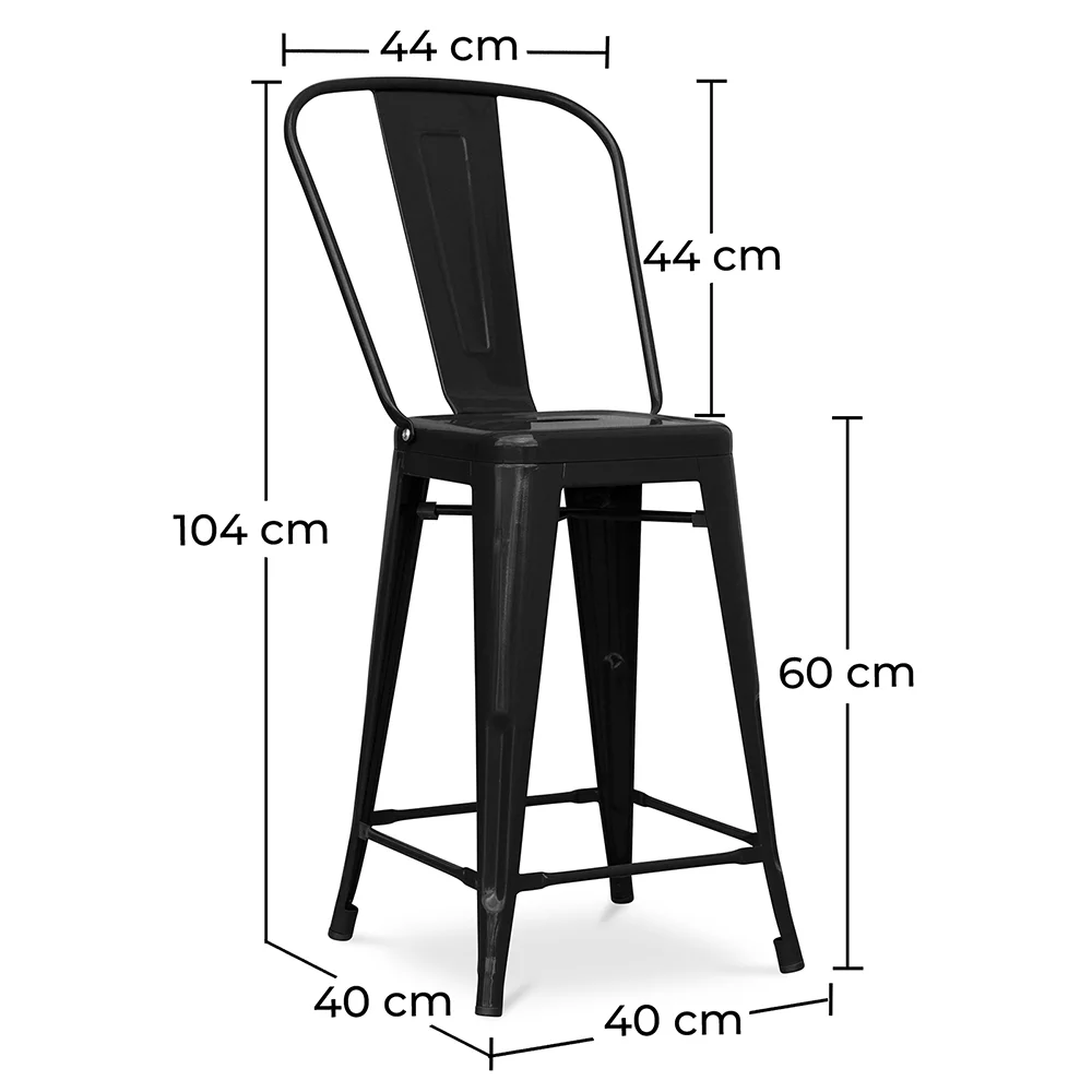 Barkruk met rugleuning - Industrieel ontwerp - 60cm - Stylix image 10