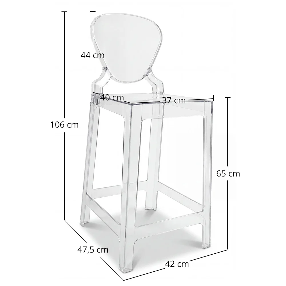 Barkruk met Rugleuning - Transparant Ontwerp - 65cm - Victoria Queen image 10