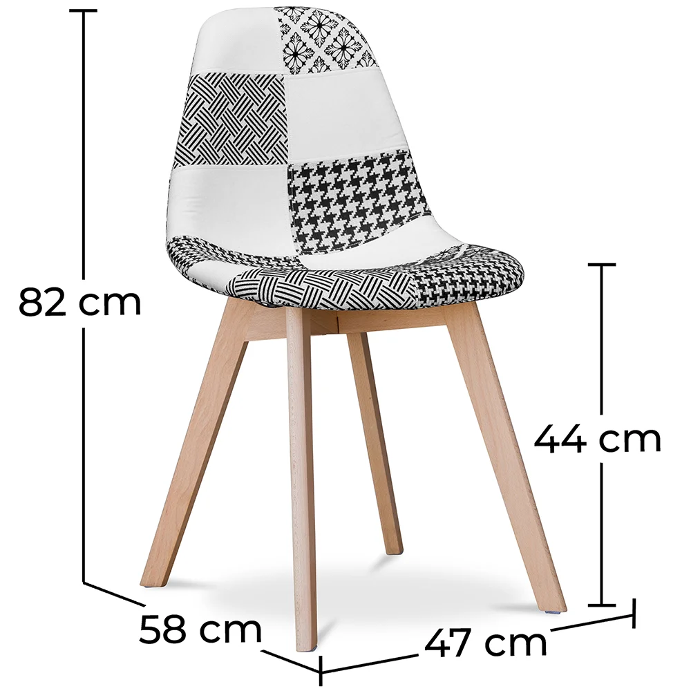 Eetkamerstoel - bekleed met patchwork - zwart-wit - Denisse image 10