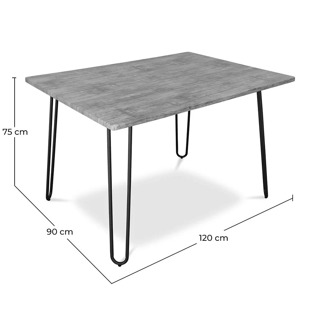 Rechthoekige eettafel - Industrieel - Hout & Metaal -120cm - Haarspeld image 10
