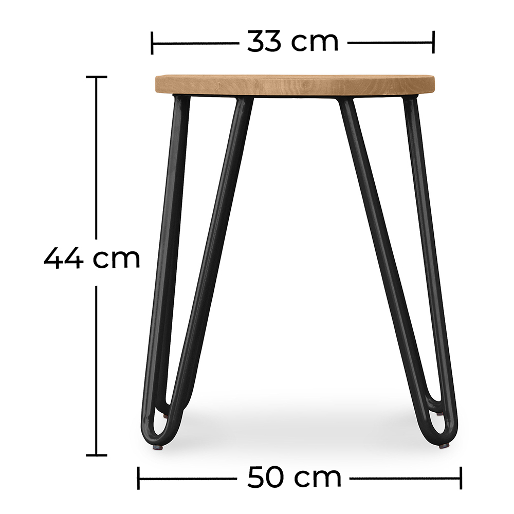 Barkruk rond - Industrieel Ontwerp - Hout & Staal - 44cm - Hairpin image 10