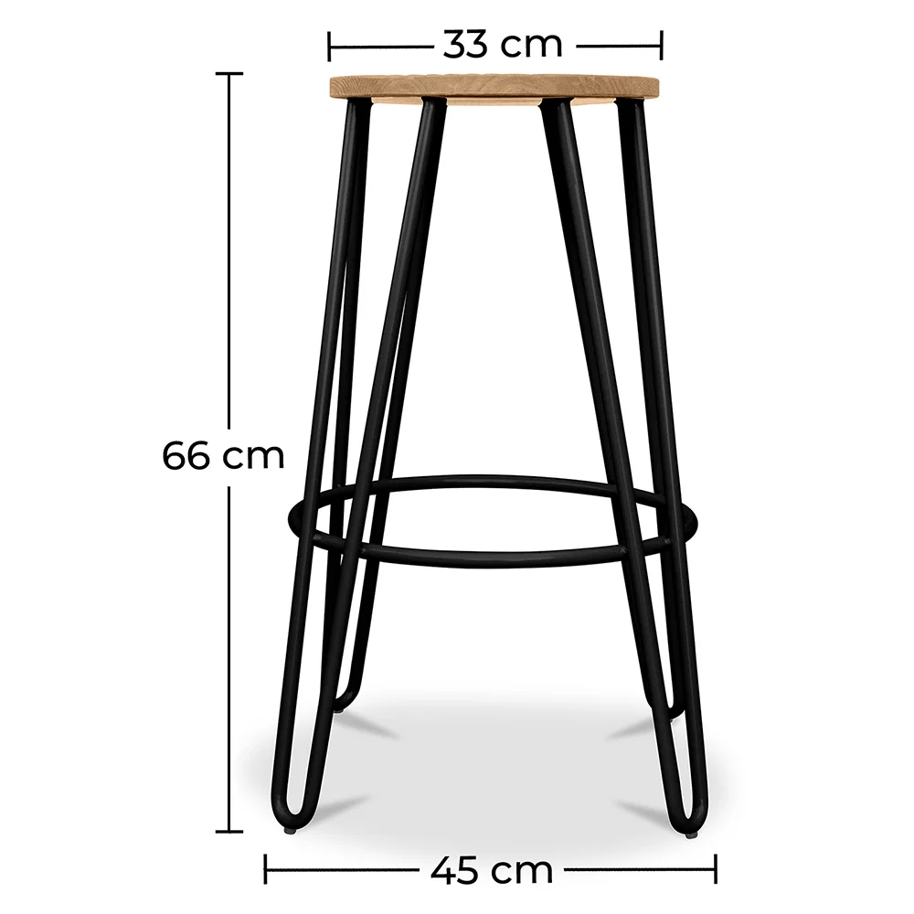 Ronde Kruk - Industrieel Ontwerp - Hout & Metaal - 66cm - Hairpin image 10