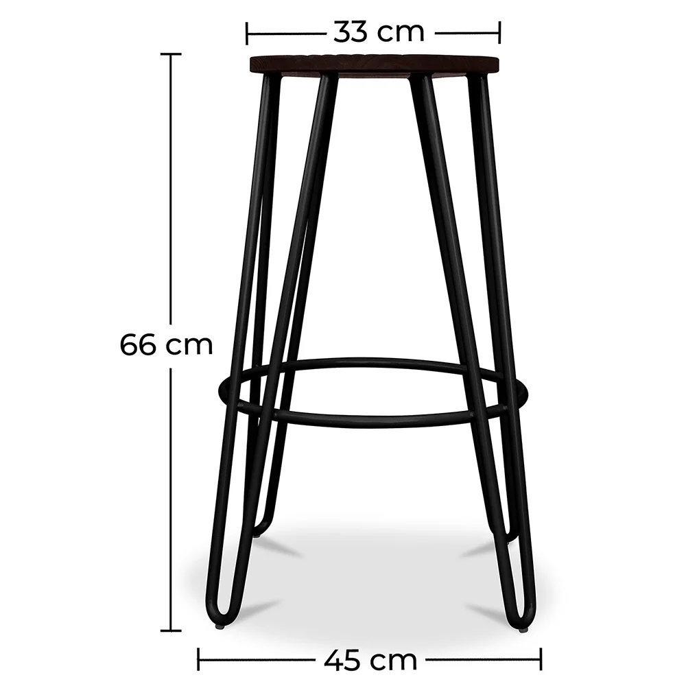 Ronde Kruk - Industrieel Ontwerp - Hout & Metaal - 66cm - Hairpin image 10