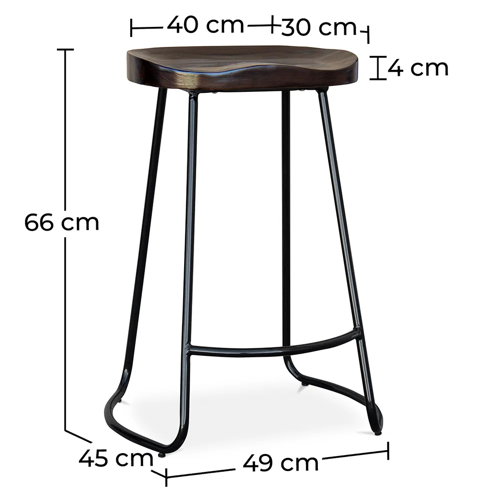 Barkruk - Industrieel ontwerp - Hout & Metaal - 66 cm - Adriel image 10