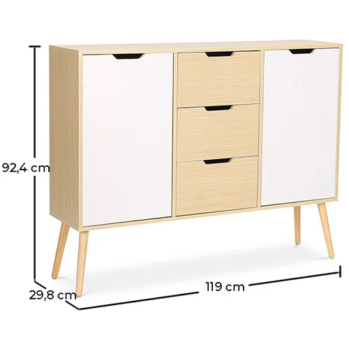 Houten Dressoir - Scandinavisch design - 3 laden - Roger image 10