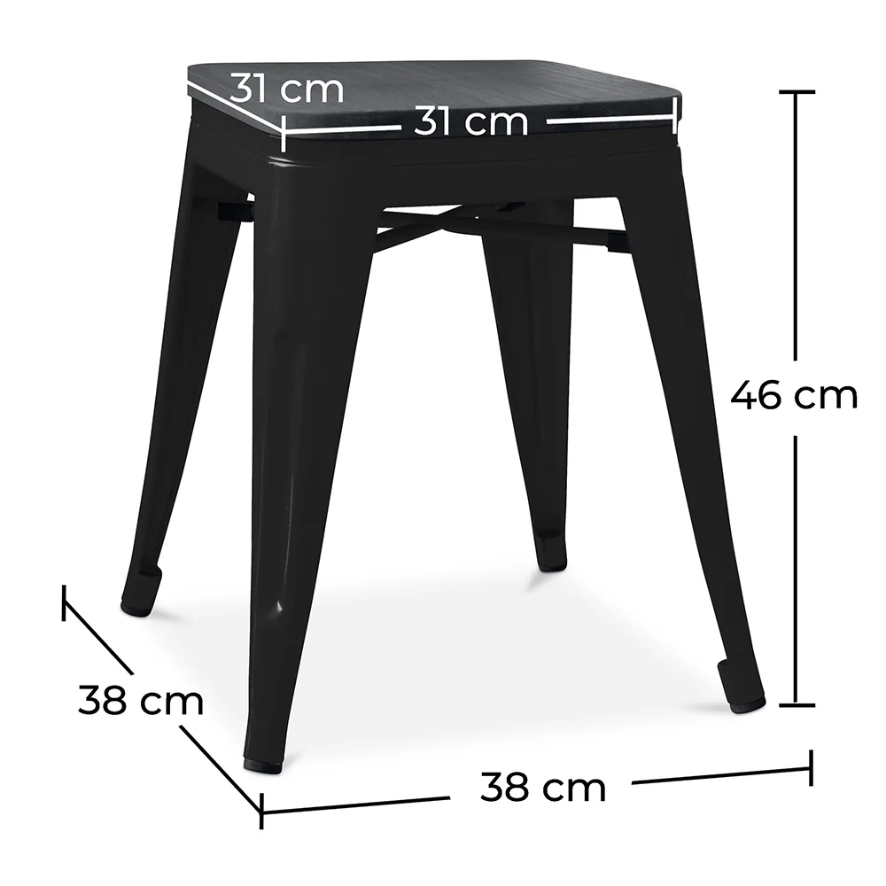 Industrieel Design Krukje - Hout & Staal - 46cm - Stylix image 10