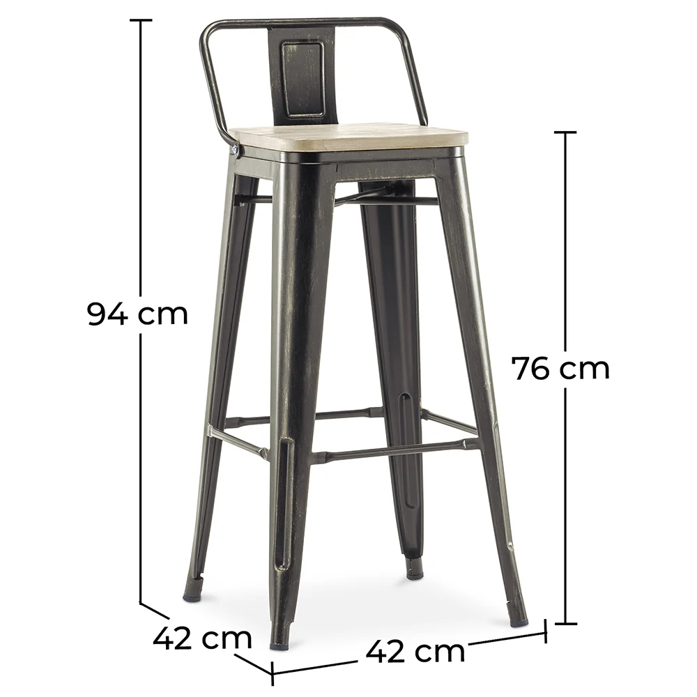 Barkruk met rugleuning - Industrieel ontwerp - 76 cm - Stylix image 10