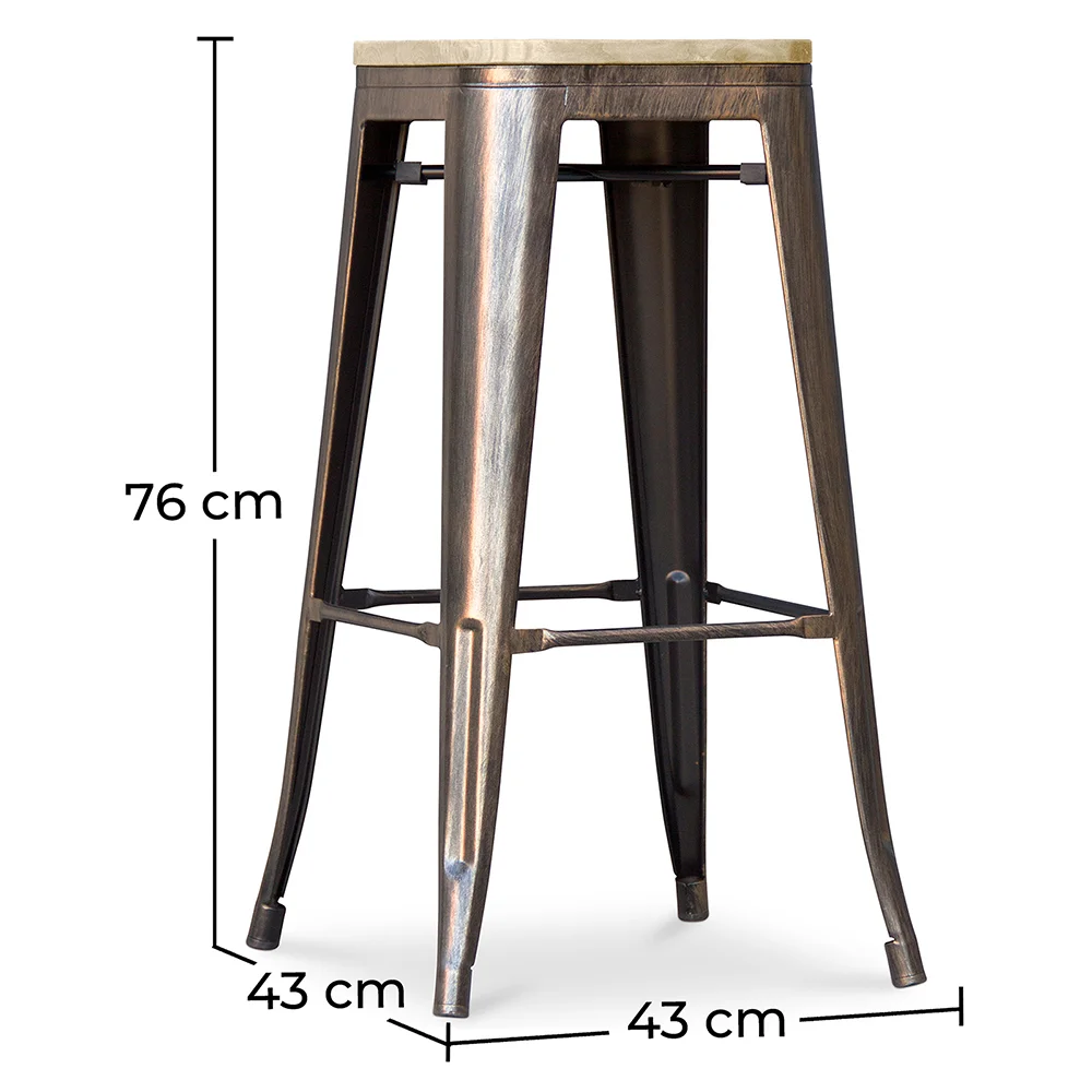 Barkruk - Industrieel Ontwerp - Staal & Hout - 76cm - Stylix image 10