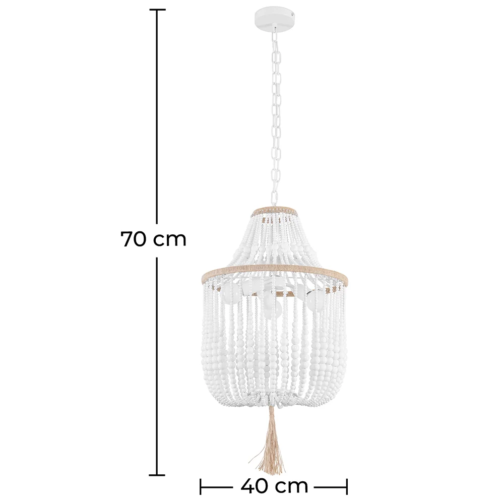 Houten Ballen Plafondlamp - Hanglamp Boho Bali Stijl - Lawan image 10