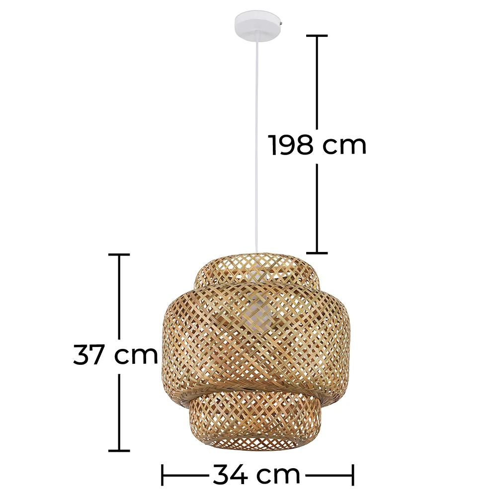 Bamboe Plafondlamp - Boho Bali Design Hanglamp - Kamon image 10
