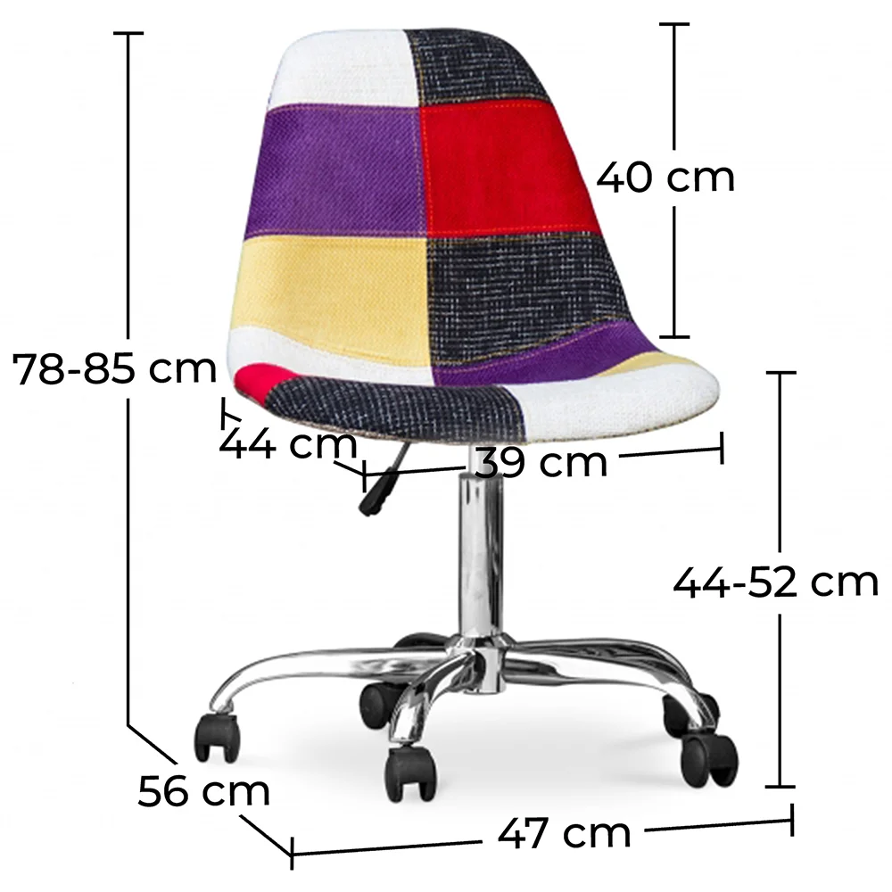 Bureaustoel op wielen - Bureaustoel - Gestoffeerd in patchwork - Tessa image 10