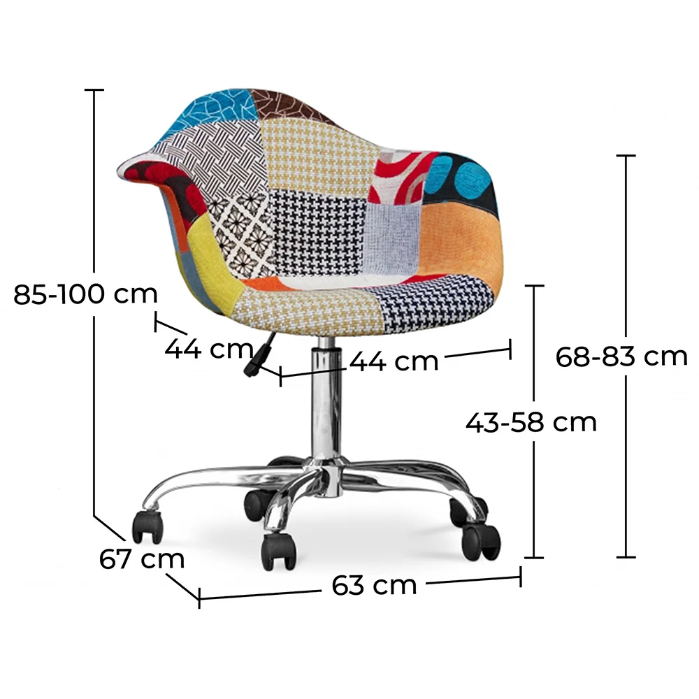Bureaustoel met armleuningen - Bureaustoel met wielen - Gestoffeerd in patchwork - Patty image 10
