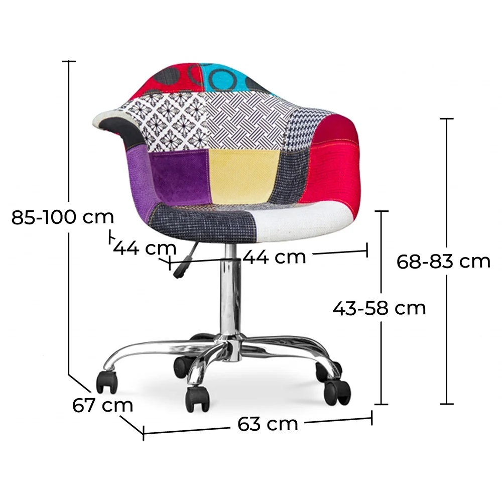 Bureaustoel met armleuningen - Bureaustoel met wielen - Gestoffeerd in patchwork - Ray image 10