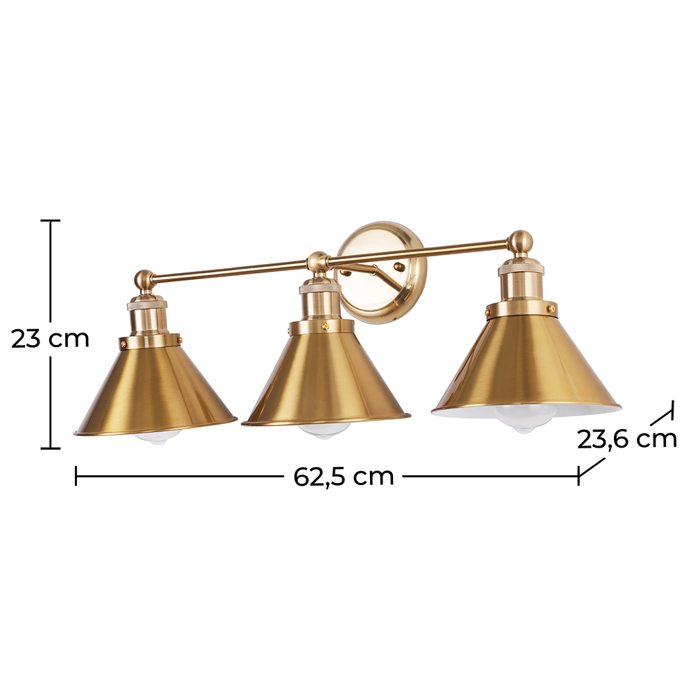 Gouden wandlamp - Vintage design - 3 bollen - Remir image 10