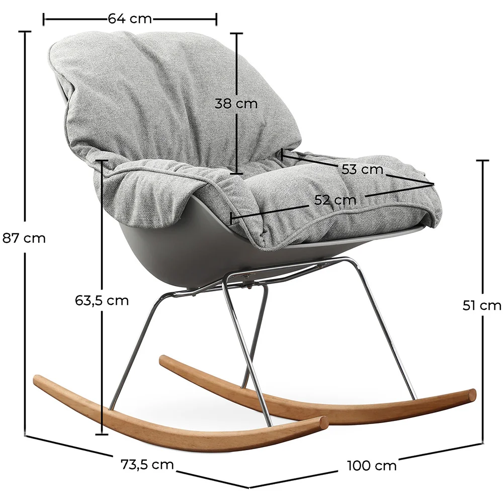 Gestoffeerde schommelstoel - Scandinavisch design - Ruma image 10