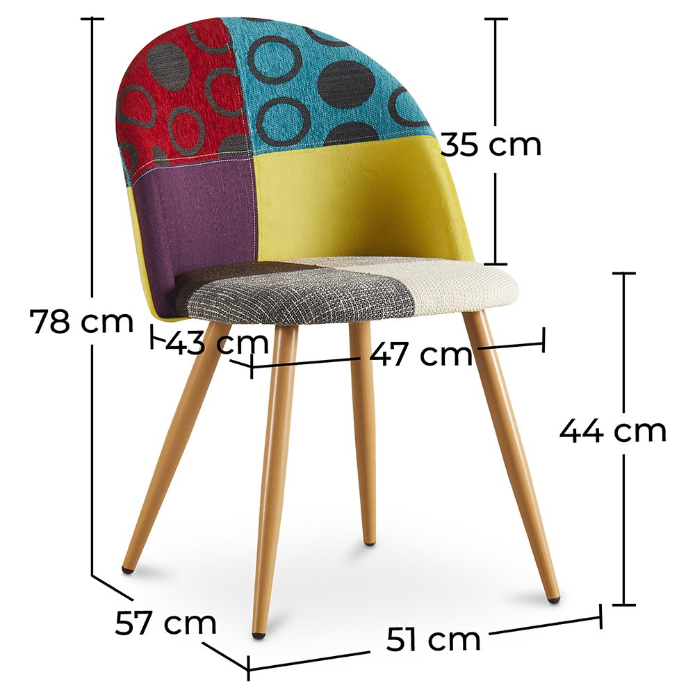 Eetkamerstoel - bekleed met patchwork - Scandinavische stijl - Ray image 10