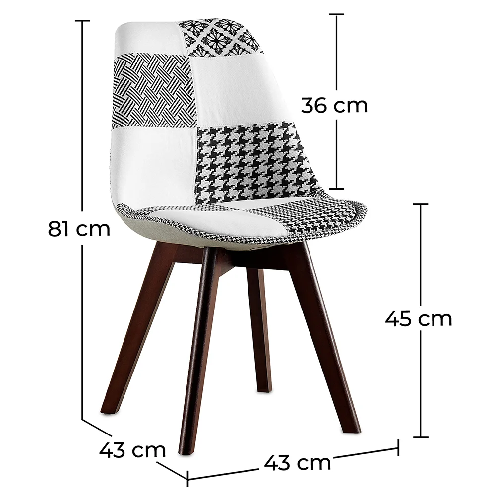 Eetkamerstoel - bekleed met zwart-wit patchwork - nieuwe editie - Sam image 10
