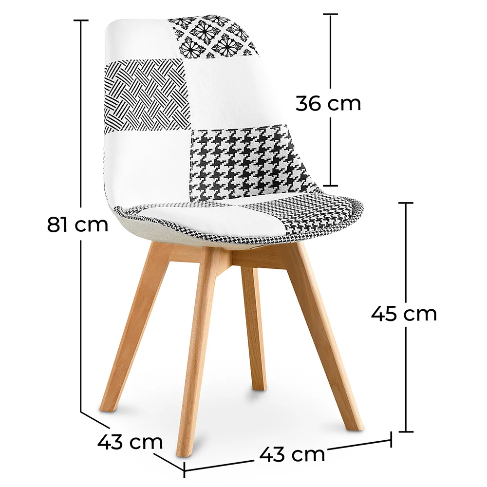 Eetkamerstoel - zwart-witte patchwork bekleding - nieuwe editie - Sam image 10