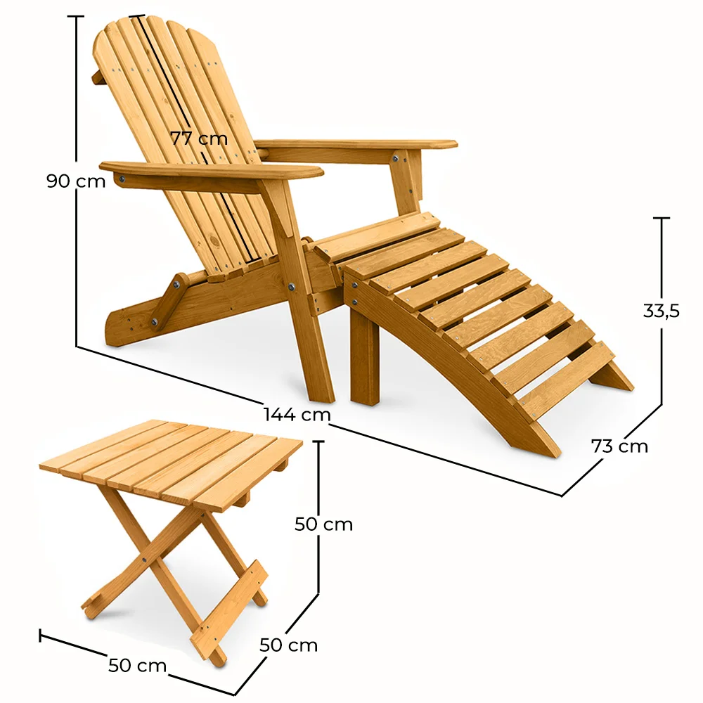 Buitenstoel met voetenbankje en tuintafel - Hout - Alana image 10