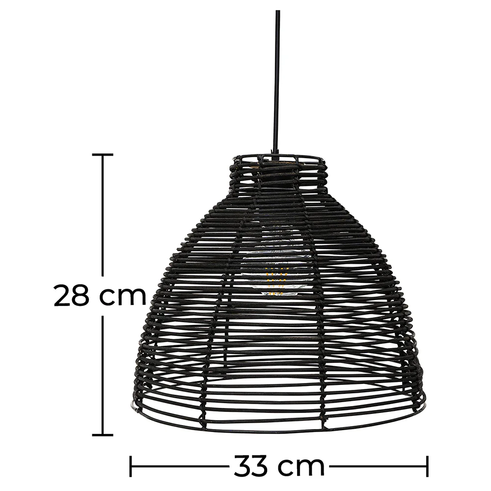Zwarte Rotan Plafondlamp - Hanglamp Boho Bali Design - Gian image 10