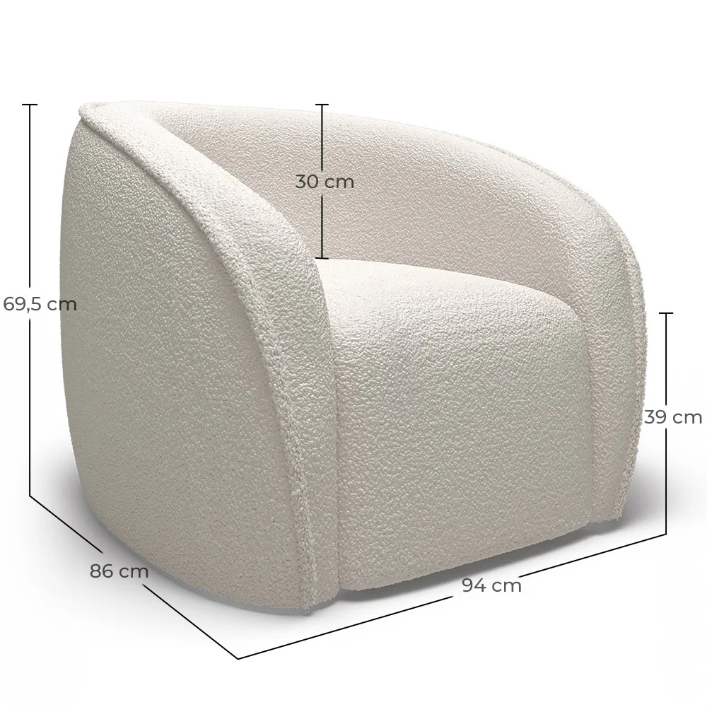 Fauteuil met armleuningen - Bekleed met Bouclé stof - Seral image 10