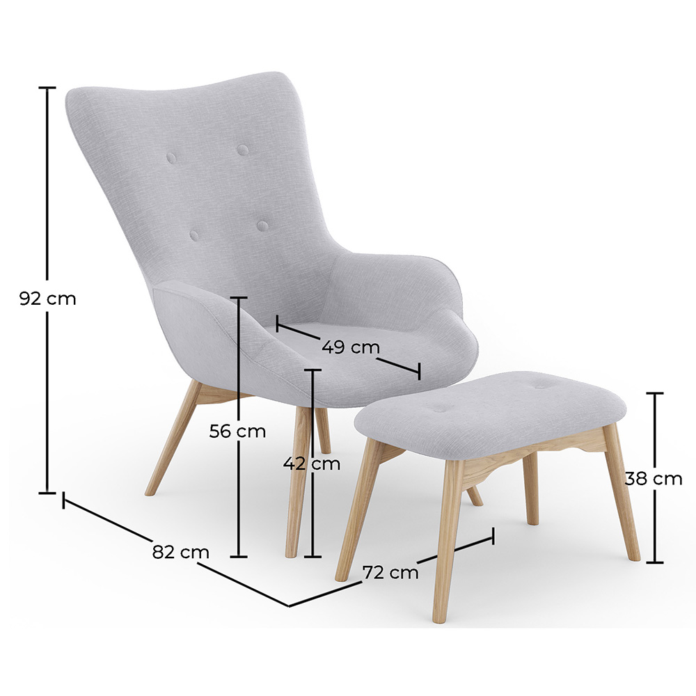 Fauteuil met voetenbankje - Gestoffeerd in linnen - Huda image 10