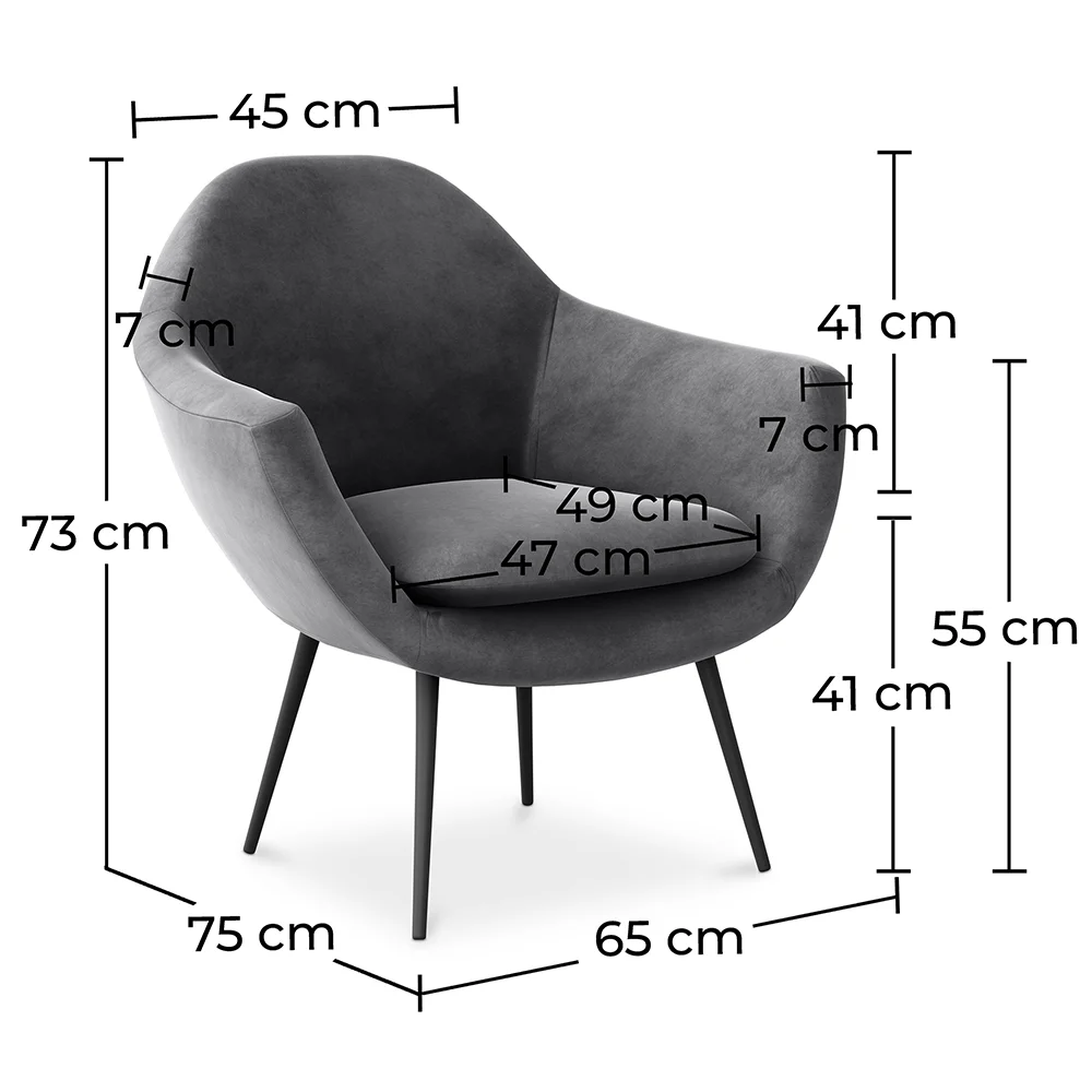 Fauteuil met armleuningen - Bekleed met fluweel - Eila image 10