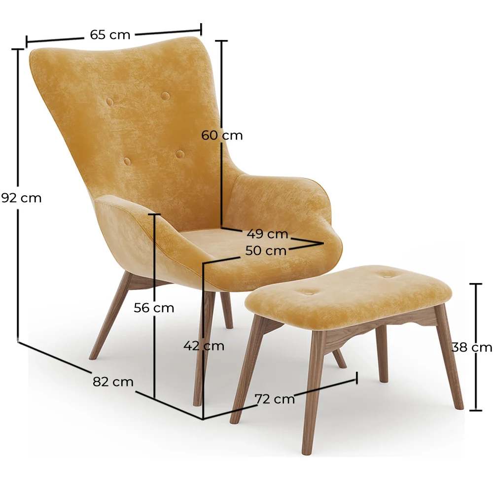 Fauteuil met Voetsteun - Bekleed in Fluweel - Scandinavische Stijl - Huda image 10