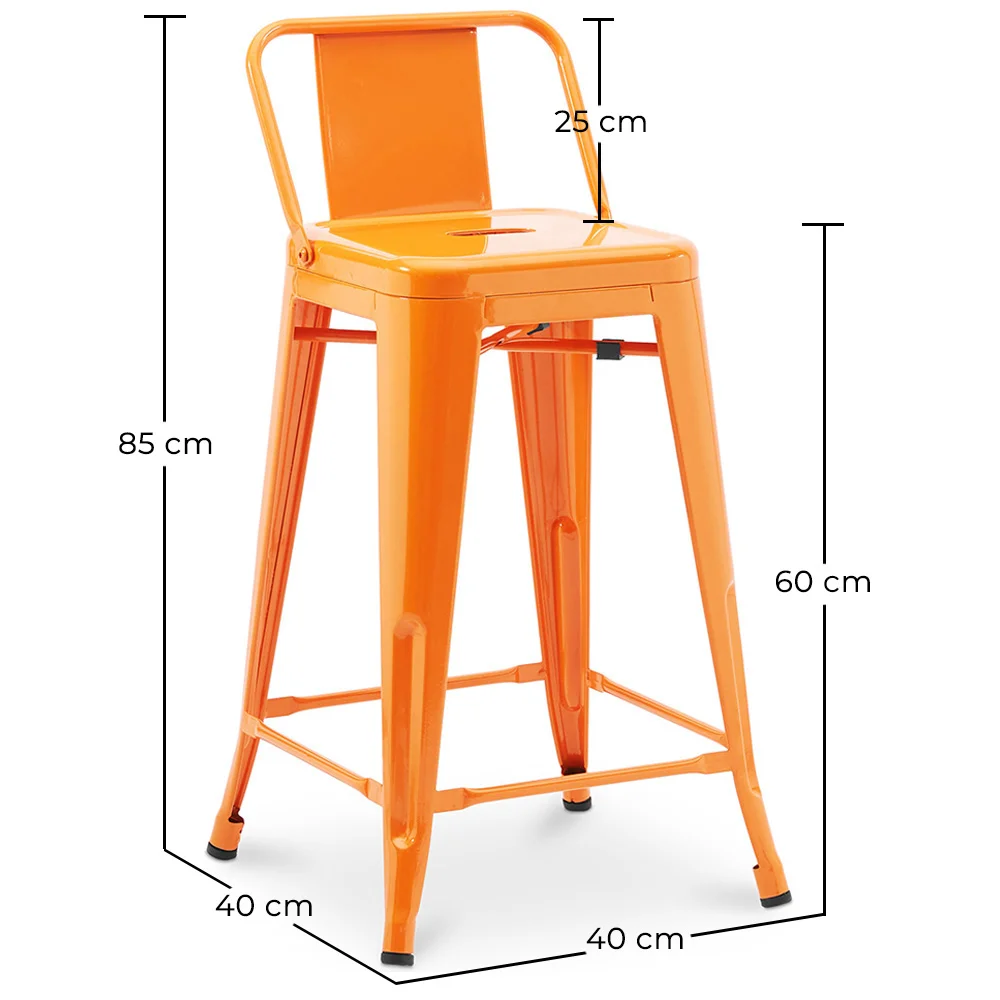 Barkruk met rugleuning - Industrieel ontwerp - 60cm - Nieuwe editie - Stylix image 10
