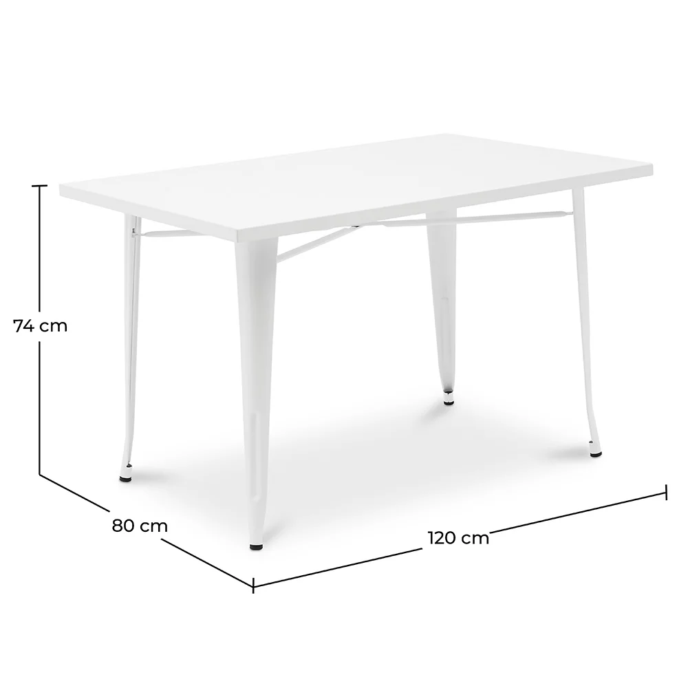 Rechthoekige eettafel - Industrieel ontwerp - Wit metaal - Ashi image 10