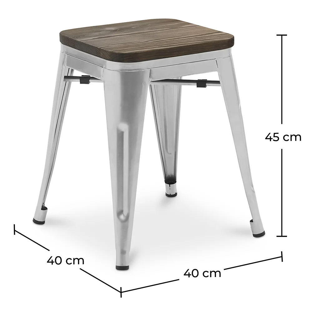 Barkruk industrieel ontwerp - hout & staal - 45 cm - Nieuwe editie - Stylix image 10